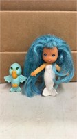 sea wees mermaid with blue hair toy 4” and sea