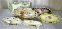 6 Antique RS Prussia Hand Painted Celery Trays