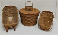 (4) Warm Brown Longaberger Baskets