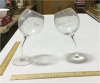 2  novelty wine glasses