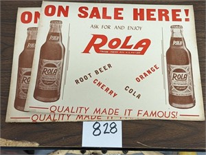 Vintage Rola Soda Cardstock Signs - 11" x 14"