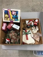 Christmas Box Lot Lights Ornaments Figurines