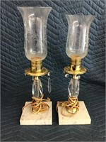 Vintage Crystal Lamps With Marble Bases Lot of 2