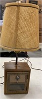 Vintage Brass Wood Post Office Box Lamp
