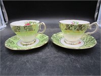 Two Cups and Saucer sets Queen Anne