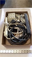 Power strips, extension cords, coax cables, all