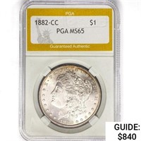 1882-CC Morgan Silver Dollar PGA MS65