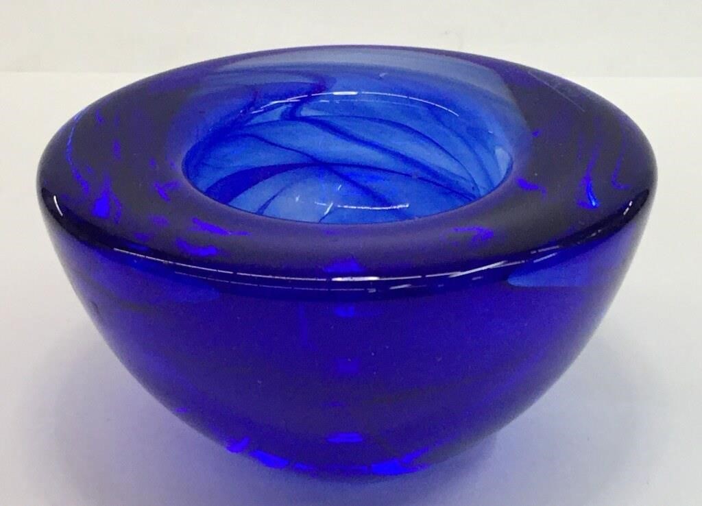 Kosta Boda Blue Art Glass Bowl