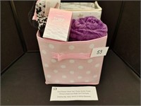 Twin Flannel Sheet Set, Fuzzy socks, Purple Throw