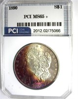1890 Morgan PCI MS65+ Crescent Toning