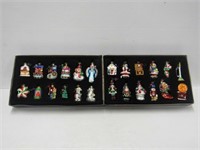 24 Hand Painted Glass Ornaments w/ Storage Box
