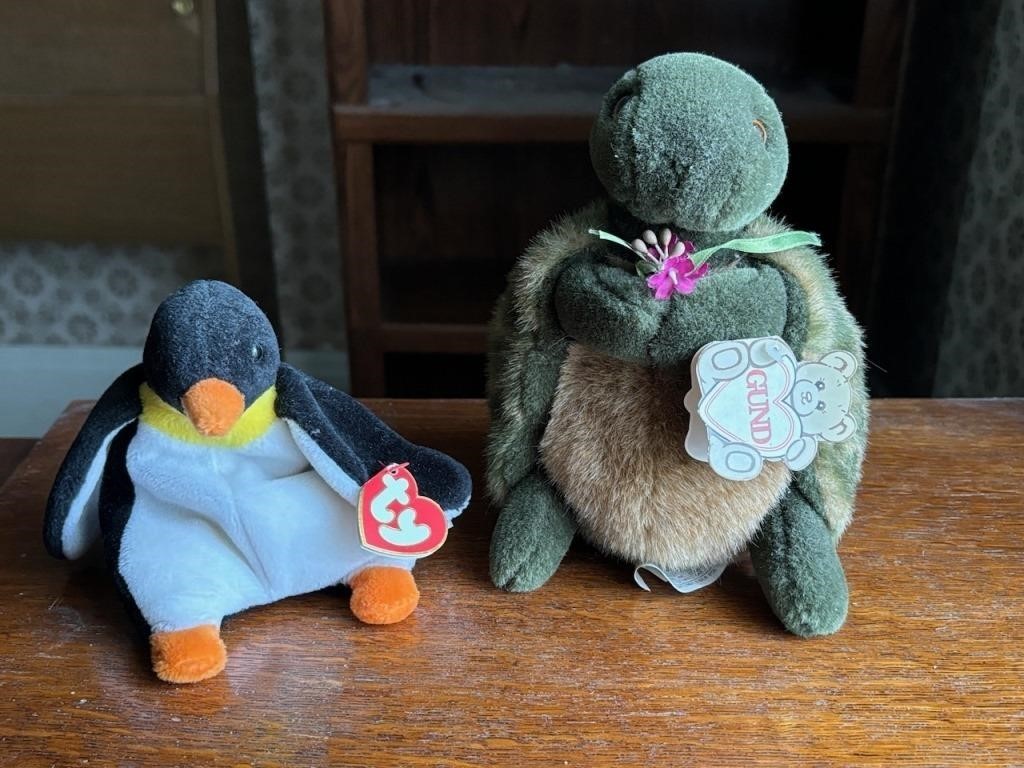 Ty Penguin and Gund Turtle
