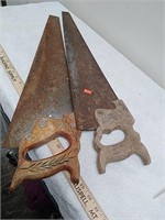 Two vintage hand saws