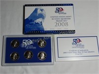 2008 (S) 5 pc. Quarter Mint Proof set w/COA &