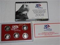 2008 (S) 5 pc. Quarter Silver Proof set w/COA &