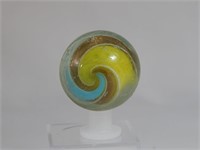 German Lutz Ribbon Aqua Yellow Marble Rare