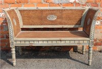 Very nice distressed Bench w/ double cane panels