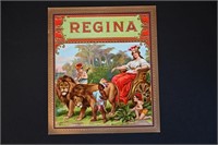 Regina Vintage Cigar Label Stone Lithograph Art Da