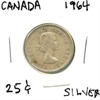 1964 Canadian Silver Quarter