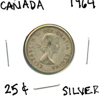 1964 Canadian Silver Quarter