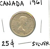 1961 Canadian Silver Quarter