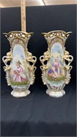 Stunning pair of Old Paris vases 15 inches tall