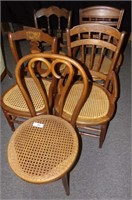 5 Antique Cane Bottom Chairs
