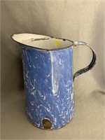 Blue Agateware Pitcher