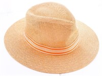 Hand Weave Hat Orange Ribbon Trim -AIRELLES -Saint