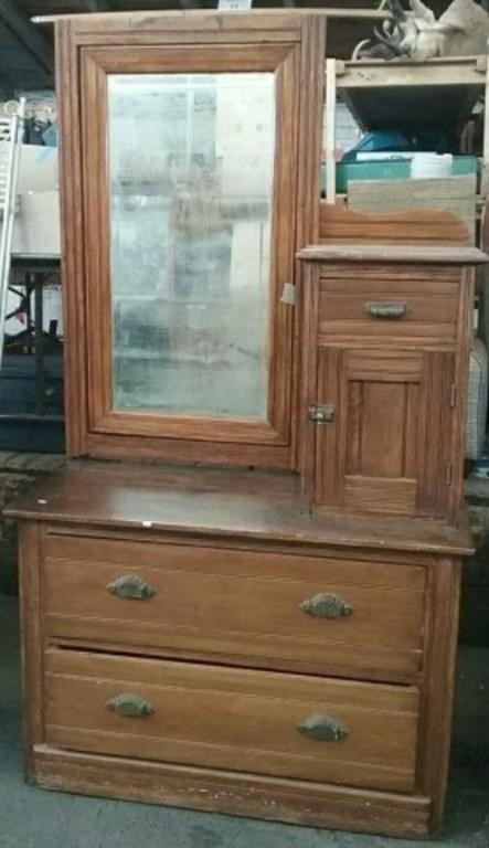 Antique Dresser With Attached Mirror, Approx.