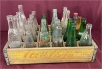 Vintage wood Coca-Cola tray w bottles