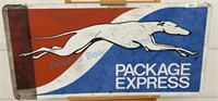 Vintage greyhound package express tin sign