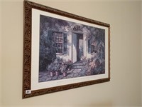 FLORAL PRINT WITH ORNATE FRAME, 27.5" X 39"
