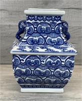 BALLARD DESIGNS BLUE & WHITE BANDED GINGER JAR