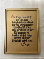 Vintage German writing framed