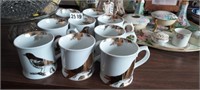 (8) ROSANNA DESIGNED BIRDS COFFEE CUPS