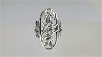 925 Sterling Silver Scrolled Ring, Size 8