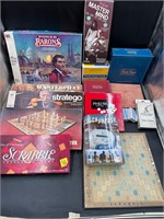 Various Board Games & Large Tote w/ Lid