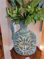 16 INCH EWER VASE WITH ARTIFICIAL GREENS - SUN