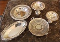 5 Unmatched Silver Plated - Pierced Tray, 9", 12"