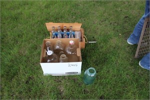 Mason Jar, Pop Bottles, Wood Box