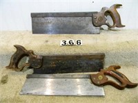 3 – Disston & Sons closed handled steel backsaws: