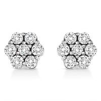 Stunning 1.00ct Diamond Floral Cluster Earrings