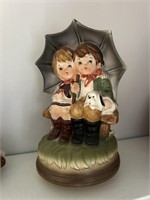 Music Box Two Children Under Umbrella