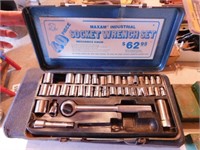 40 piece socket wrench set in metal storage box -