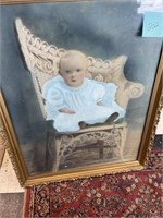 BEAUTIFUL VINTAGE BABY PICTURE  / 27 X  33