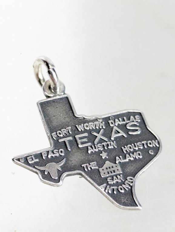 Vintage Sterling Silver Texas State Map Charm
