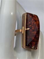 14KT GOLD AMBER RING