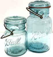 2 Ball Ideal Aqua Glass Mason Jars