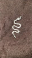 Snake Pendant, silver tone w/Jewels